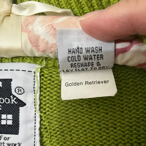 Storybook Knits Golden Retriever Dog Sweater Green Zip Cardigan Pupply Novelty M - Picture 8 of 14